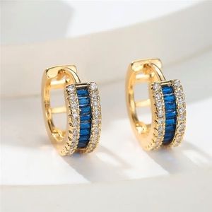 🎀NWT Royal Blue Golden Color Zirconium Drop Hoop Style Designer Earrings